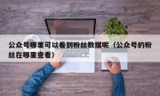 公众号哪里可以看到粉丝数据呢（公众号的粉丝在哪里查看）