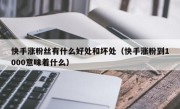 快手涨粉丝有什么好处和坏处（快手涨粉到1000意味着什么）