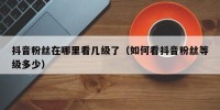 抖音粉丝在哪里看几级了（如何看抖音粉丝等级多少）