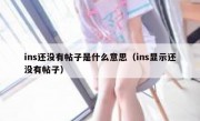 ins还没有帖子是什么意思（ins显示还没有帖子）