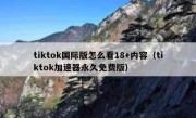 tiktok国际版怎么看18+内容（tiktok加速器永久免费版）