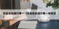 抖音粉丝排行第一（抖音粉丝排行第一啥意思）