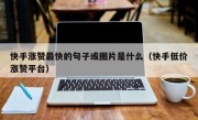 快手涨赞最快的句子或图片是什么（快手低价涨赞平台）