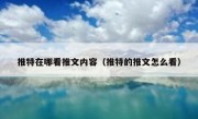 推特在哪看推文内容（推特的推文怎么看）