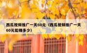 西瓜视频推广一天60元（西瓜视频推广一天60元能赚多少）