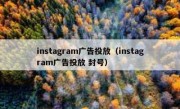 instagram广告投放（instagram广告投放 封号）