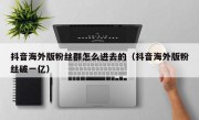 抖音海外版粉丝群怎么进去的（抖音海外版粉丝破一亿）