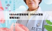 tiktok的营销策略（tiktok营销策略文献）