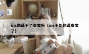 ins翻译不了泰文吗（ins不能翻译泰文了）