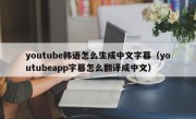 youtube韩语怎么生成中文字幕（youtubeapp字幕怎么翻译成中文）