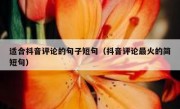 适合抖音评论的句子短句（抖音评论最火的简短句）