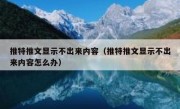 推特推文显示不出来内容（推特推文显示不出来内容怎么办）