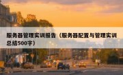 服务器管理实训报告（服务器配置与管理实训总结500字）