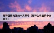 推特值得关注的中文账号（推特上有趣的中文账号）
