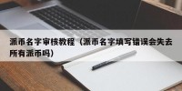 派币名字审核教程（派币名字填写错误会失去所有派币吗）