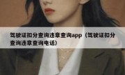 驾驶证扣分查询违章查询app（驾驶证扣分查询违章查询电话）