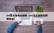 ins怎么加粉丝群聊（ins怎么加粉丝群聊微信）