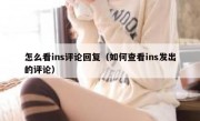 怎么看ins评论回复（如何查看ins发出的评论）