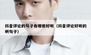抖音评论的句子有哪些好听（抖音评论好听的啊句子）