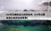 ins可以删除自己的评论吗（ins可以删除自己的评论吗苹果）