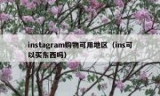 instagram购物可用地区（ins可以买东西吗）
