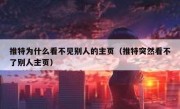 推特为什么看不见别人的主页（推特突然看不了别人主页）