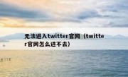 无法进入twitter官网（twitter官网怎么进不去）