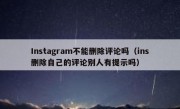 Instagram不能删除评论吗（ins删除自己的评论别人有提示吗）