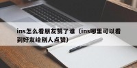 ins怎么看朋友赞了谁（ins哪里可以看到好友给别人点赞）