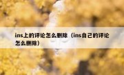 ins上的评论怎么删除（ins自己的评论怎么删除）