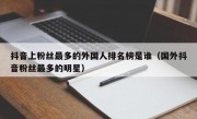 抖音上粉丝最多的外国人排名榜是谁（国外抖音粉丝最多的明星）