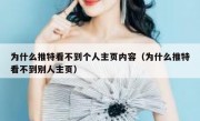 为什么推特看不到个人主页内容（为什么推特看不到别人主页）