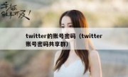 twitter的账号密码（twitter账号密码共享群）