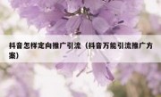 抖音怎样定向推广引流（抖音万能引流推广方案）
