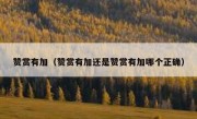赞赏有加（赞赏有加还是赞赏有加哪个正确）