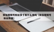 微信视频号粉丝多了有什么用吗（微信视频号 粉丝数量）