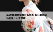 ins的限制功能是什么意思（ins的限制功能是什么意思呀）