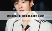 如何刷机小米（苹果12手机怎么刷机）