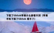 下载了tiktok苹果什么都看不到（苹果手机下载了tiktok 看不了）