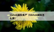 tiktok国际用户（tiktok国际怎么用）