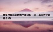易支付和码支付哪个比较好一点（易支付平台哪个好）