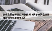 快手点赞在哪里打开权限呢（快手点赞在哪里打开权限呢苹果手机）