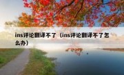 ins评论翻译不了（ins评论翻译不了怎么办）