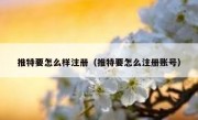 推特要怎么样注册（推特要怎么注册账号）
