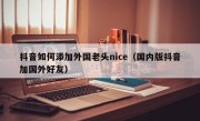 抖音如何添加外国老头nice（国内版抖音加国外好友）