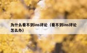 为什么看不到ins评论（看不到ins评论怎么办）