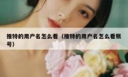 推特的用户名怎么看（推特的用户名怎么看账号）