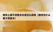 推特上看不到推文内容怎么回事（推特为什么看不到推文）