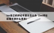 ins自己的评论不显示怎么办（ins评论区看不到什么意思）