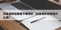 抖音加粉丝群是干嘛用的（抖音加粉丝团有什么用）